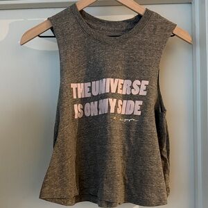 Spiritual Gangster Charcoal Muscle Tee with Pink Graphic, XS